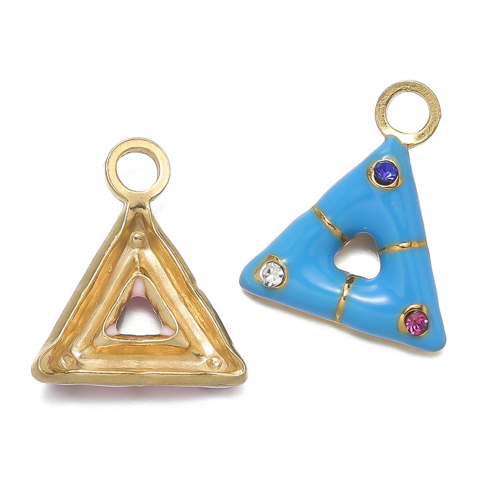1 pièce/lot Pendentifs Triangle Ovale Cœur d'Amour Multicolores en Acier Inoxydable Pour Bracelet Collier DIY Accessoires de Bijoux