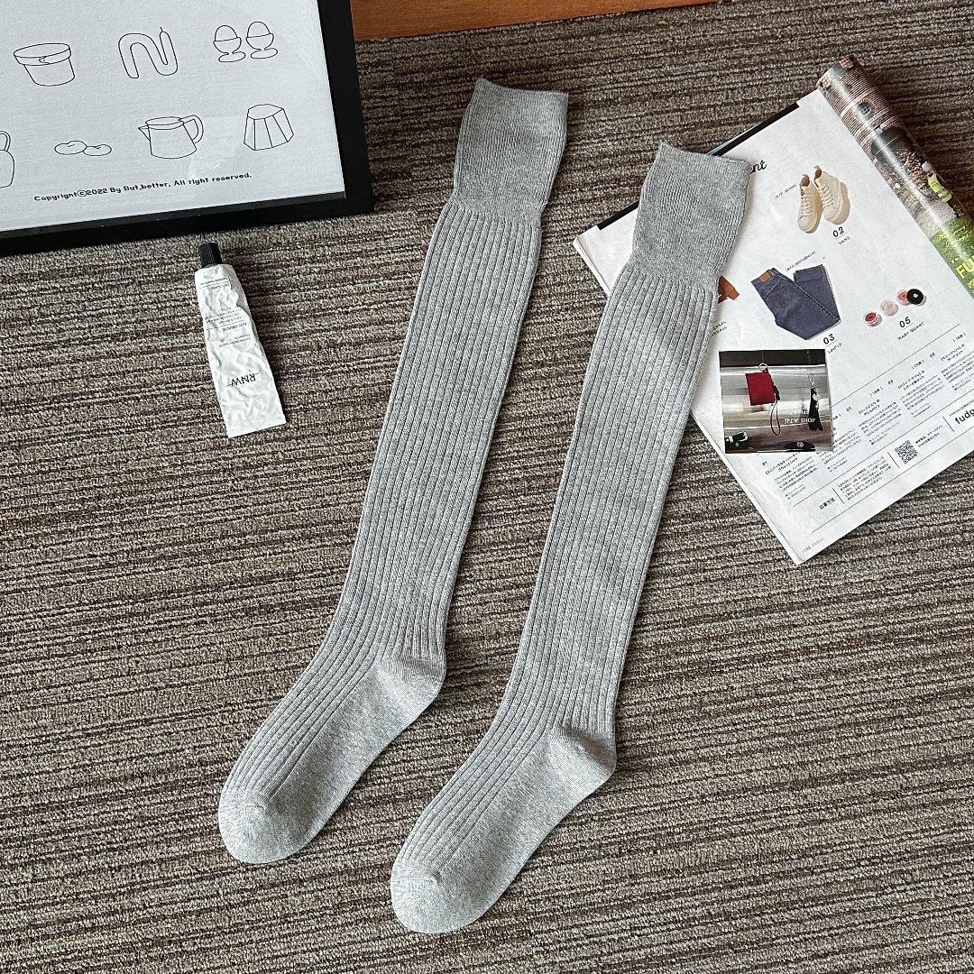 

Гольфы с двойной иглой, цветные женские носки с микросжатием и узором Майяра, наколенники, складывающиеся носки One Size светло-серый