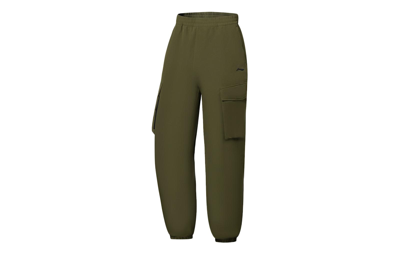Li Ning Training Series Knitted Sweatpants Men s Dark Olive Green Moderate Cuffed Pants AYKSC05-1 L