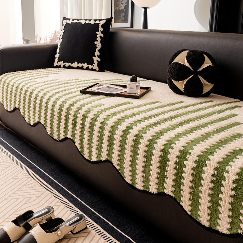 Light Luxury High-Grade Leather Sofa Cushion Autumn and Winter Plush Straight Row Seat Cushion All-Inclusive Universal Sofa Cover Winter Cover Towel