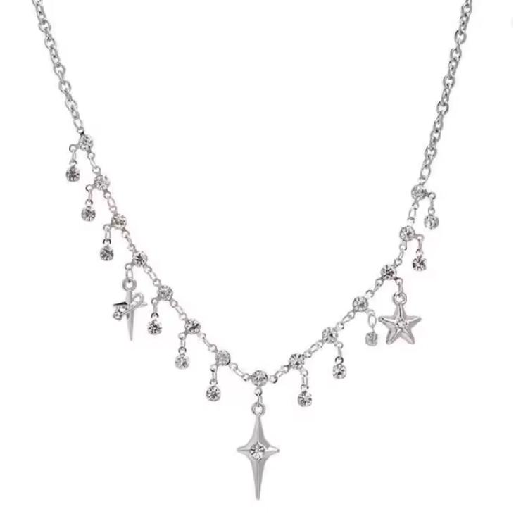 

Mystical Star Shaped Pendant Necklace 45cm Length Zinc Alloy Chain Versatile Jewelry for Office Dates Cocktail Parties 1