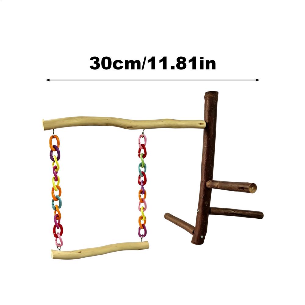 Bird Swing Chewing Standing Wooden Decor Bird Perch Stand for Budgies Small Parrots Bedding Living Room Home Indoor Outdoor
