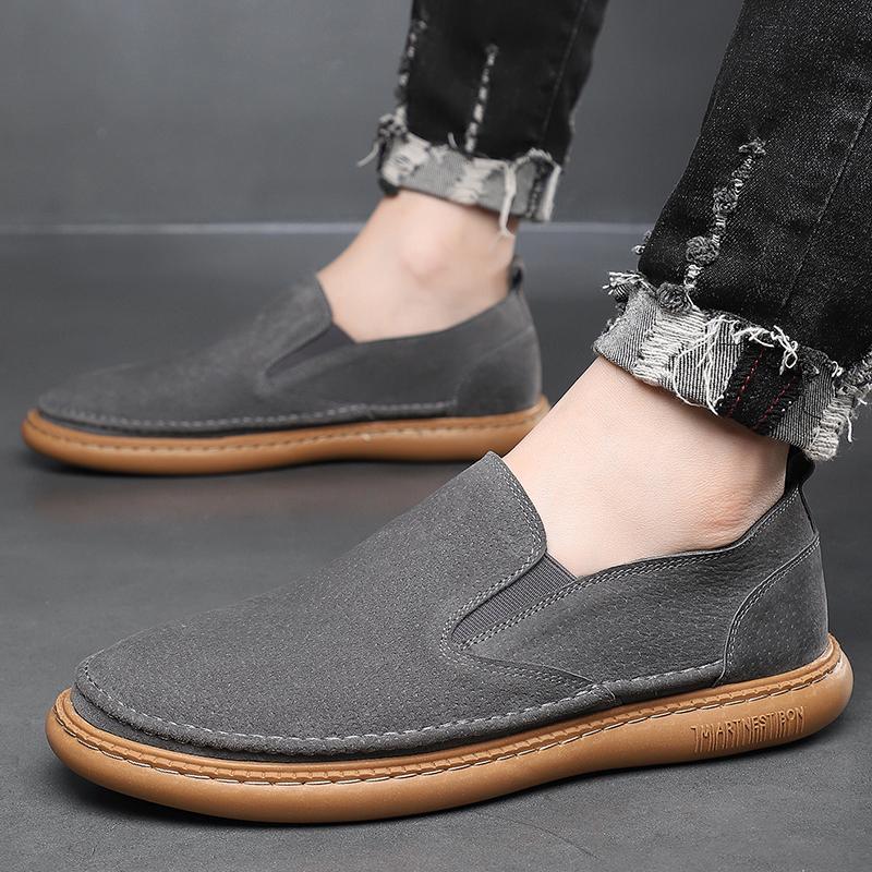 Fashion Men Casual Leather Shoes Man Ankle Genuine Leather Handmade Shoes Luxury Brand Mens Loafers Male Comfy Lace-Up Driving Soft Shoe