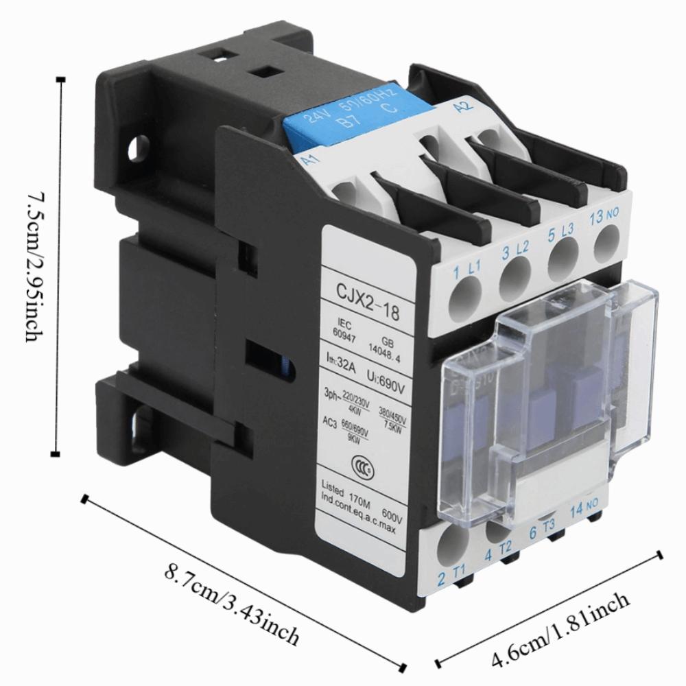 High Sensitivity CJX2-1810 AC Contactor 18A 24V/48V/110V/380V AC Contactor Electric Contactor Fixed Type Installation