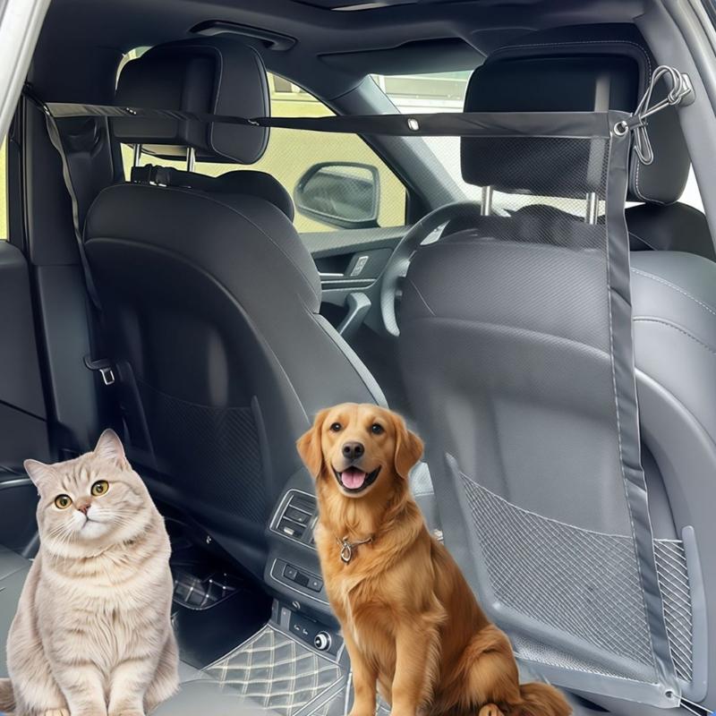 Quick Install Car Seat Barrier Netting Prevents Pet Intrusions Front Seat Protection Adjustable Straps Secure Fixing