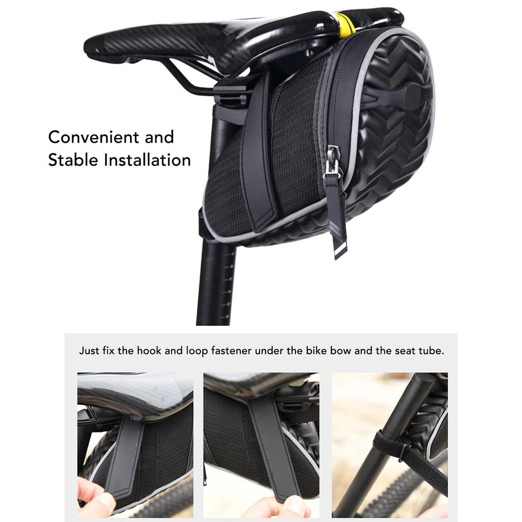 Bike Saddle Bag Polyester Reflective Strip Large Capacity Carrying Bag for Riding Cycling