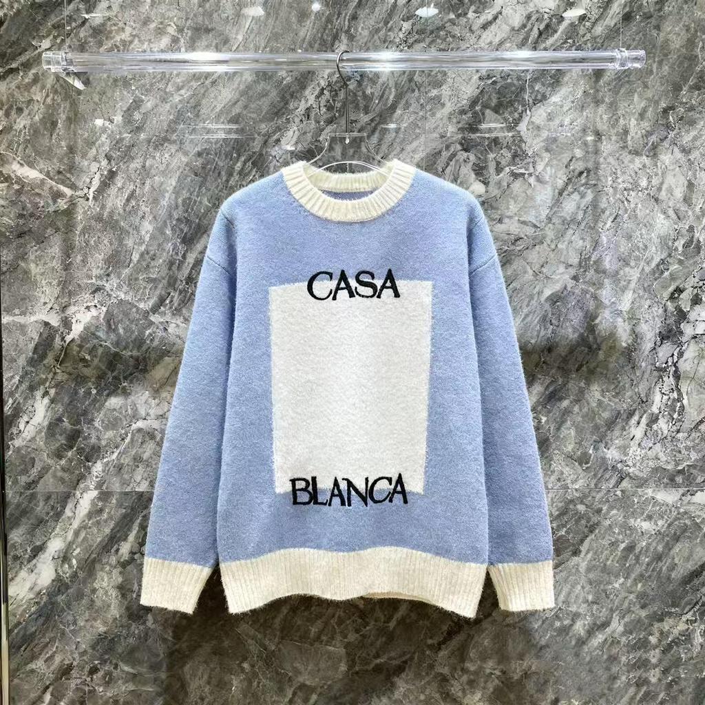 European Style CASA Knit Piqué Polo with Patchwork Pattern - Unisex Design Sweater