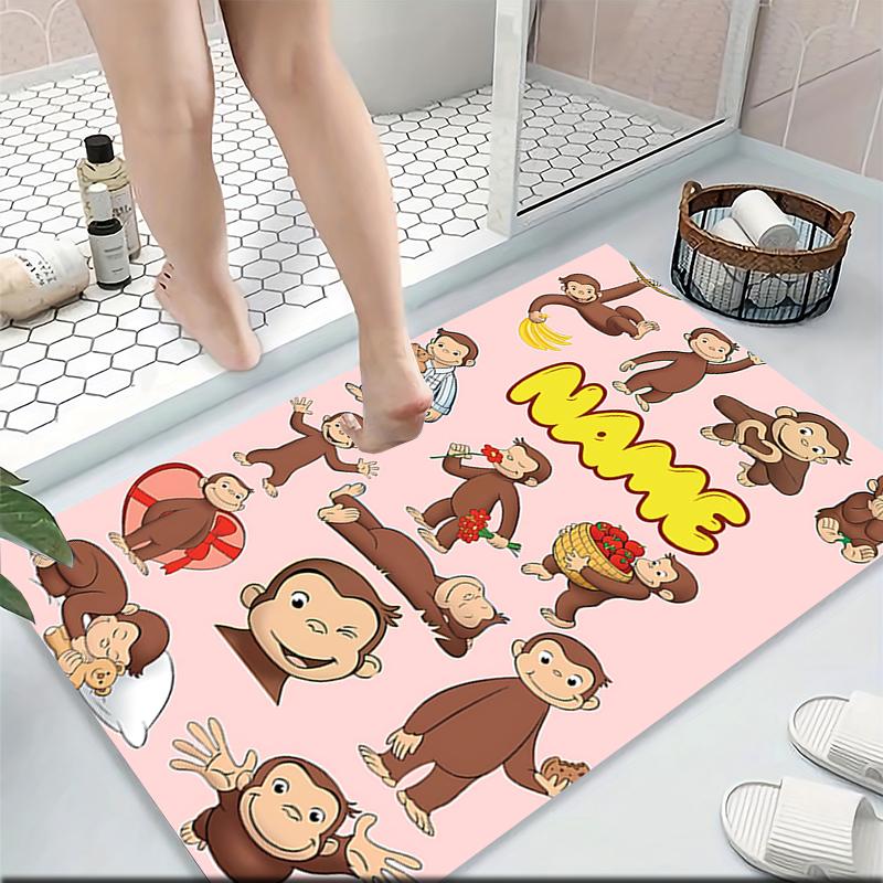Custom Name Curious Monkey Adventures Carpet Rug Customizable Soft Washable Anti-Slip Home Living Room Sofa Mats Personalized Rug. 0909419