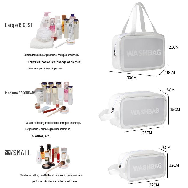 Waterproof PU Toiletry Bag - Portable, Large Capacity, Visible Storage for Cosmetics