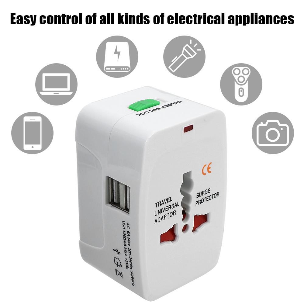 International Plug Adapter 2 USB Port Universal AU US UK EU Converter All in One World Travel AC Power Charger Adapter
