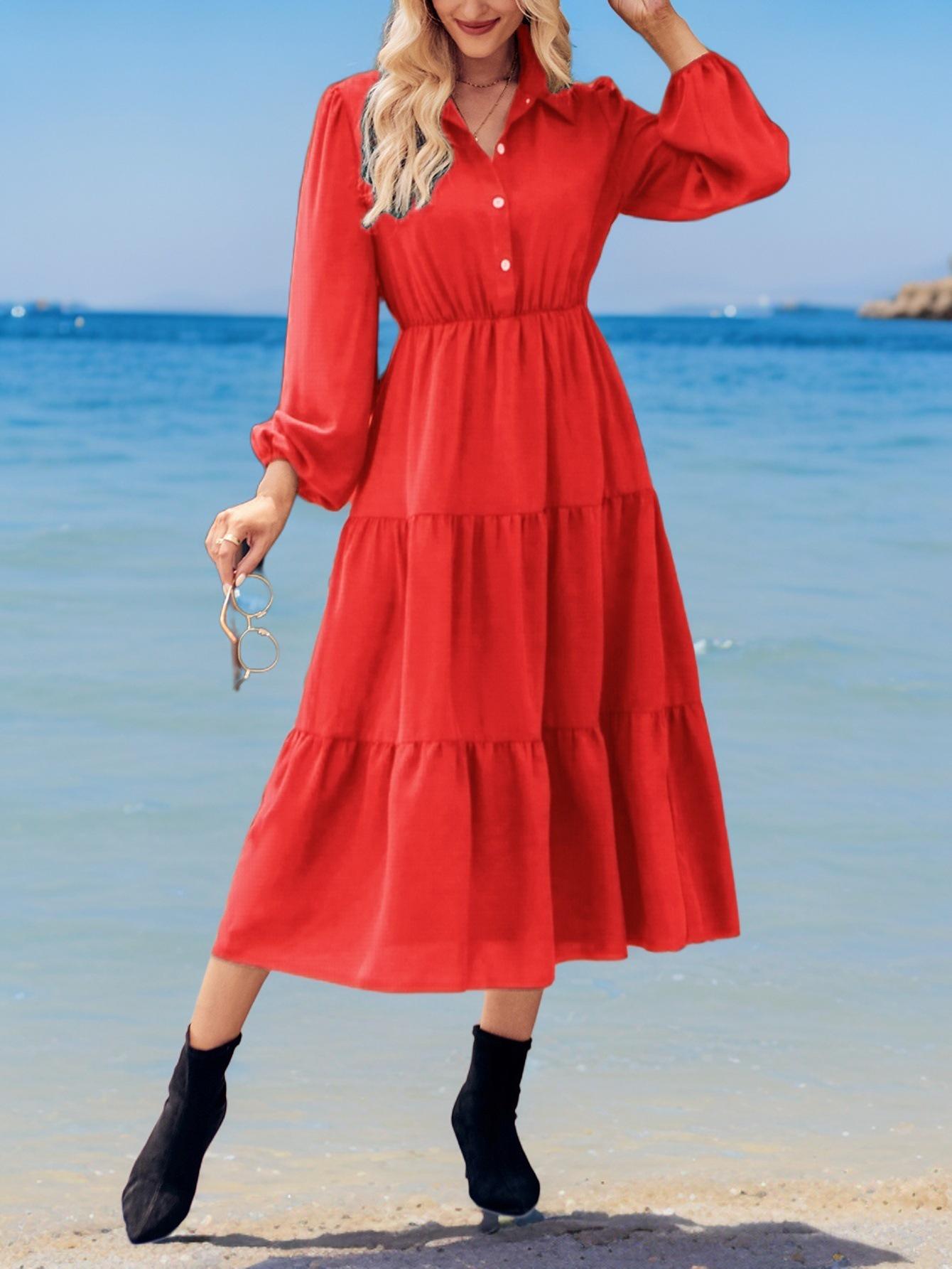 

Модные европейские и американские облегающие платья с длинным рукавом на осень 2024 года для женщин