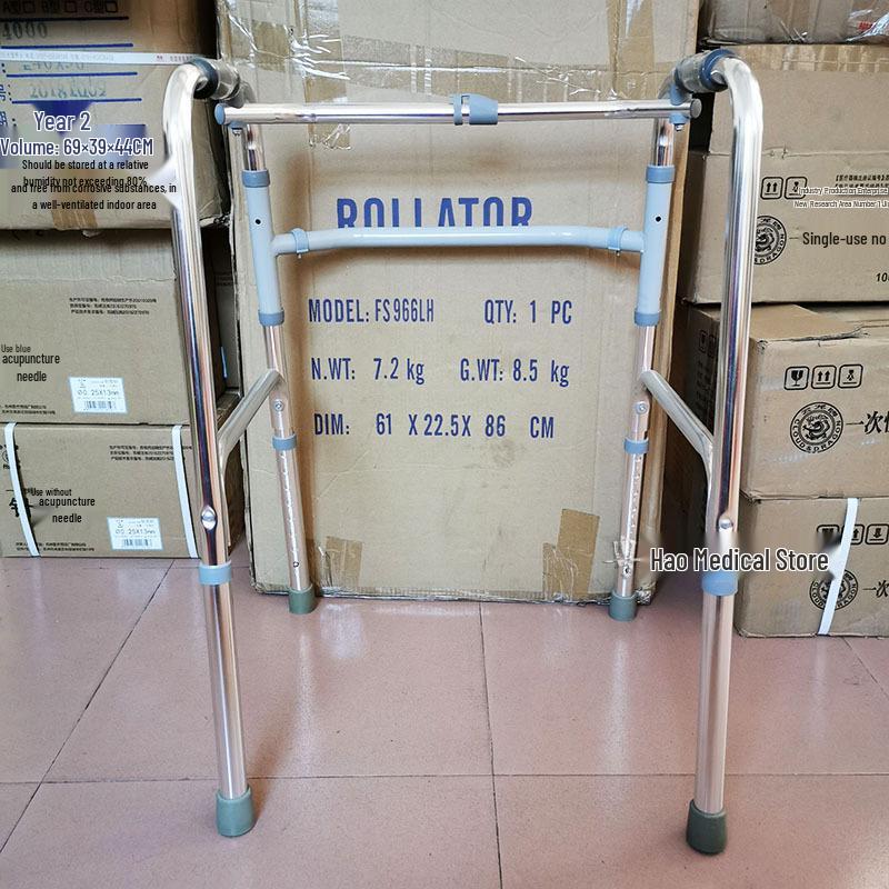 Foldable Aluminum Alloy Walker for Elderly: Adjustable Height Four-Legged Cane Aluminum Alloy