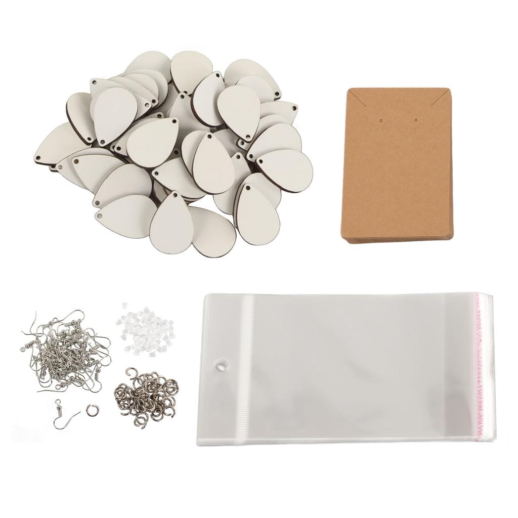 Sublimation Earring Blanks Set 250 Pcs Water Droplets Earring Pendant Ear Hook Cardboard Thermal Transfer Earrings Set
