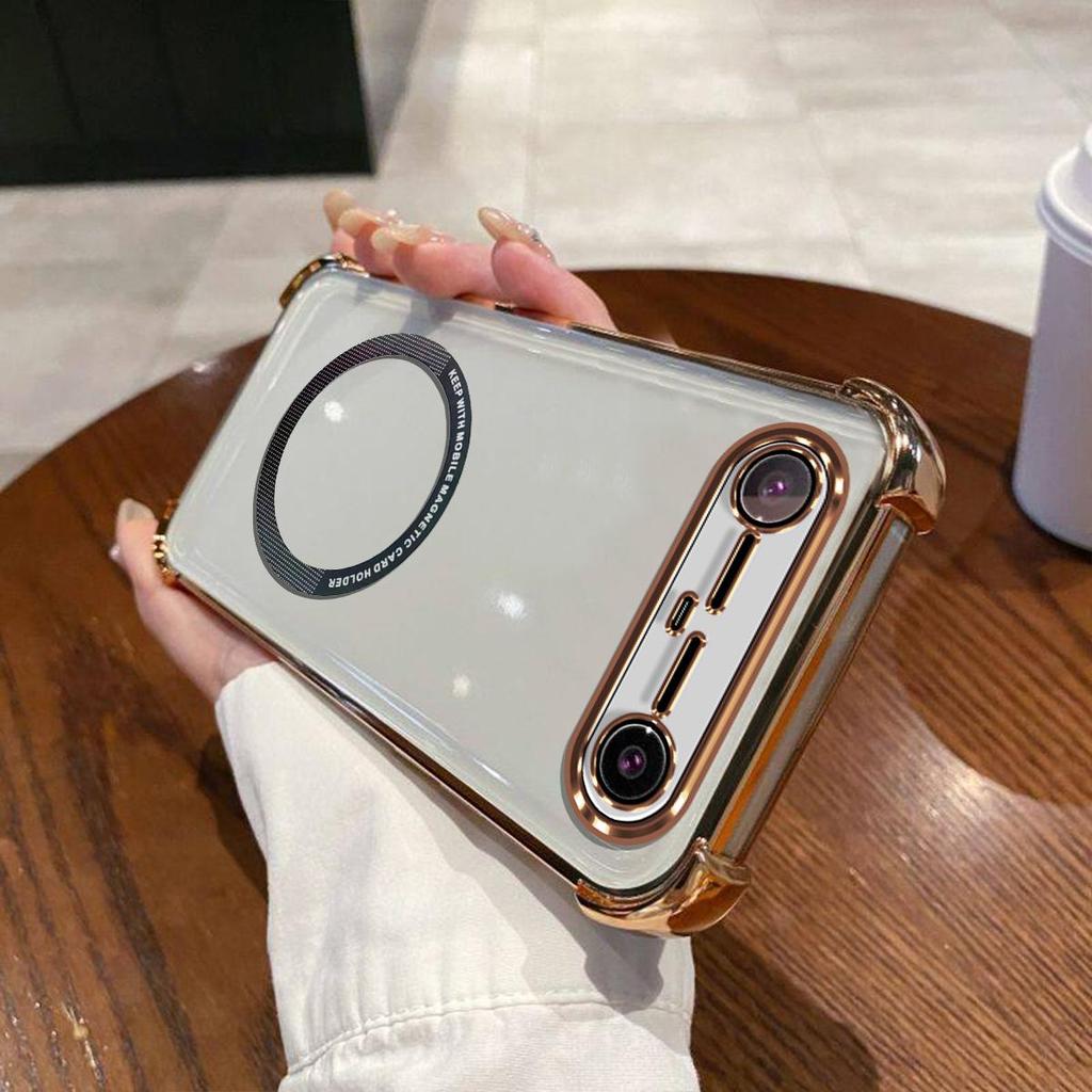 Case for TECNO POVA Slim 5G,SPARK Slim Clear Magnetic Casing Electroplated Lens Frame Phone Cover