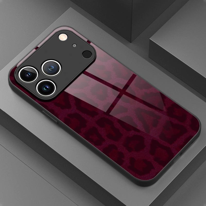 

Чехол из закаленного стекла с принтом леопарда темно-красного цвета для iPhone 17 16 15 14 13 12 11 Pro Max 17 Air 7 8 Plus XS X XR iPhone 11 Pro