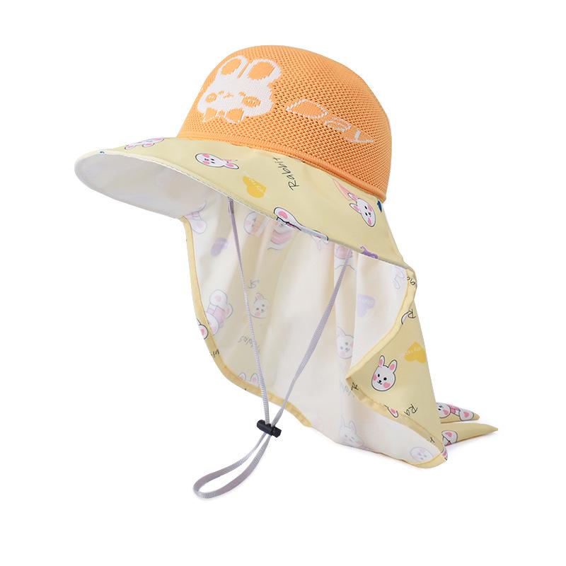 

1096 children s hat cartoon cute sunscreen sun hat boys and girls big brim shawl empty top breathable bucket hat
