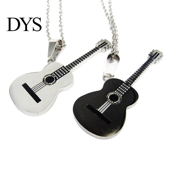Men Women Rock Guitar Pendant Stainless Steel Necklace Jewelry Musician Gift