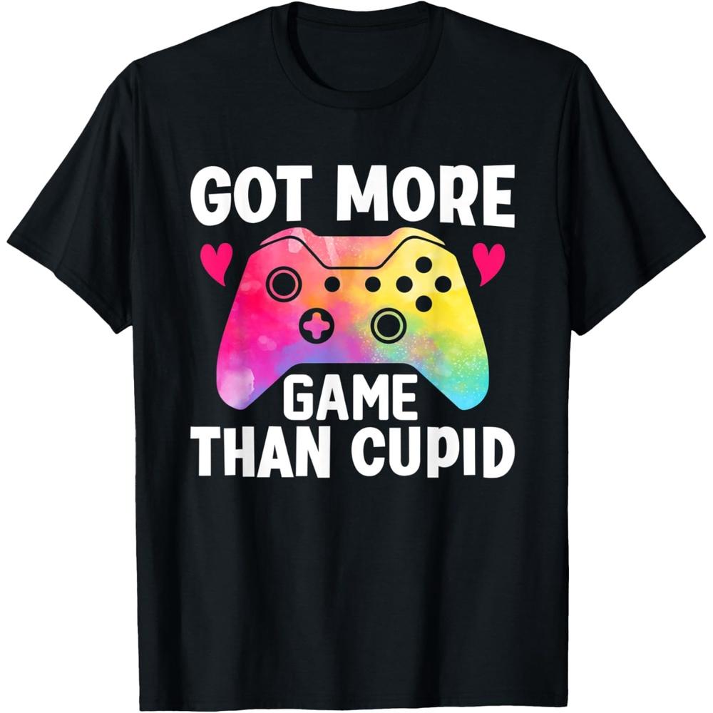 Got More Game Than Cupid Funny Valentines Day Gamer Boys Men Cotton Men T Shirt 3XL чёрный