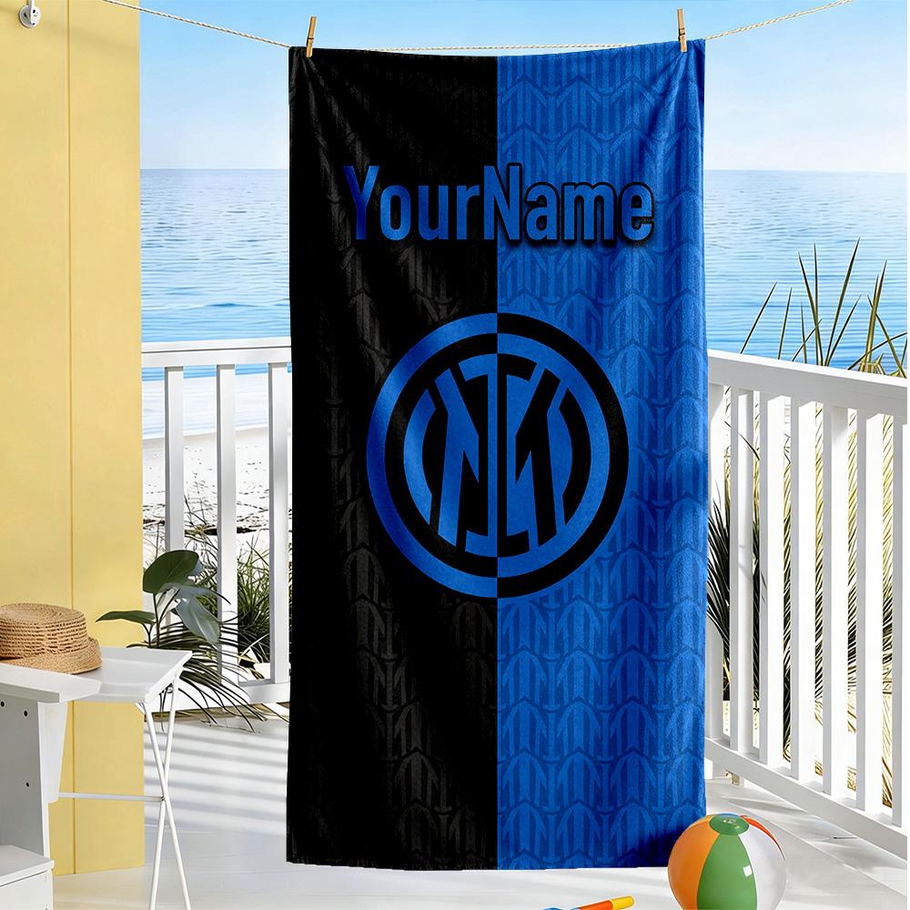 Inter Milan Customizable Name Beach Towel High Absorbency & Quick-Dry Portable for SwimmingBeachCamping Travel Beach AccessoriesGym