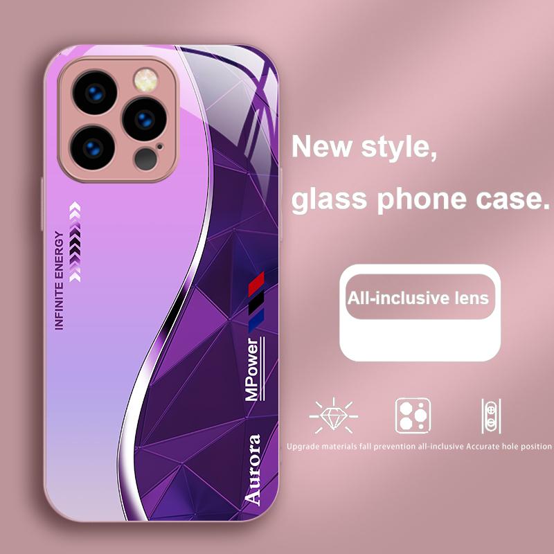 Geometric Element Black For IPhone 16 Plus 15 14 13 12 Mini 11 Pro Max X XS XR 7 8 Plus 2022 Tempered Glass Phone Case