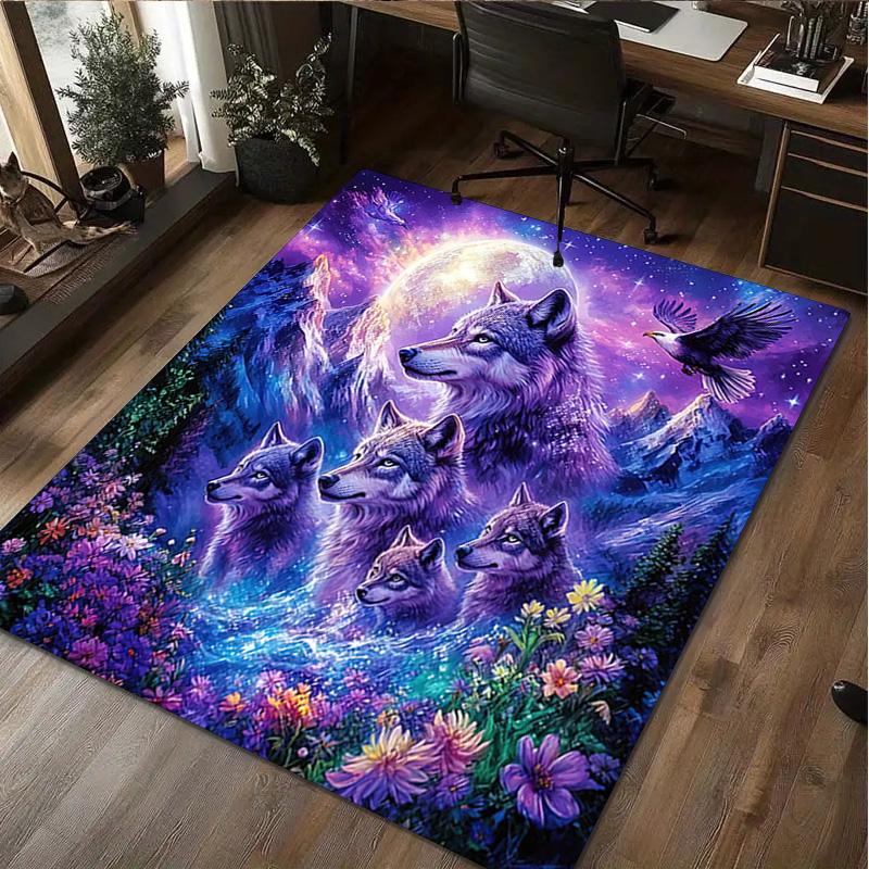 1Pc Tiger and Wolf Print Rug - home decoration Carpet For Living Room Bedroom Flooring Computer Chair Area Rug