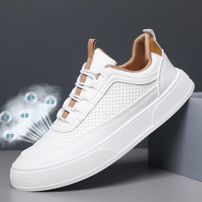 New high-end spring and summer breathable men's shoes platform trend board shoes casual men's non-slip white shoes