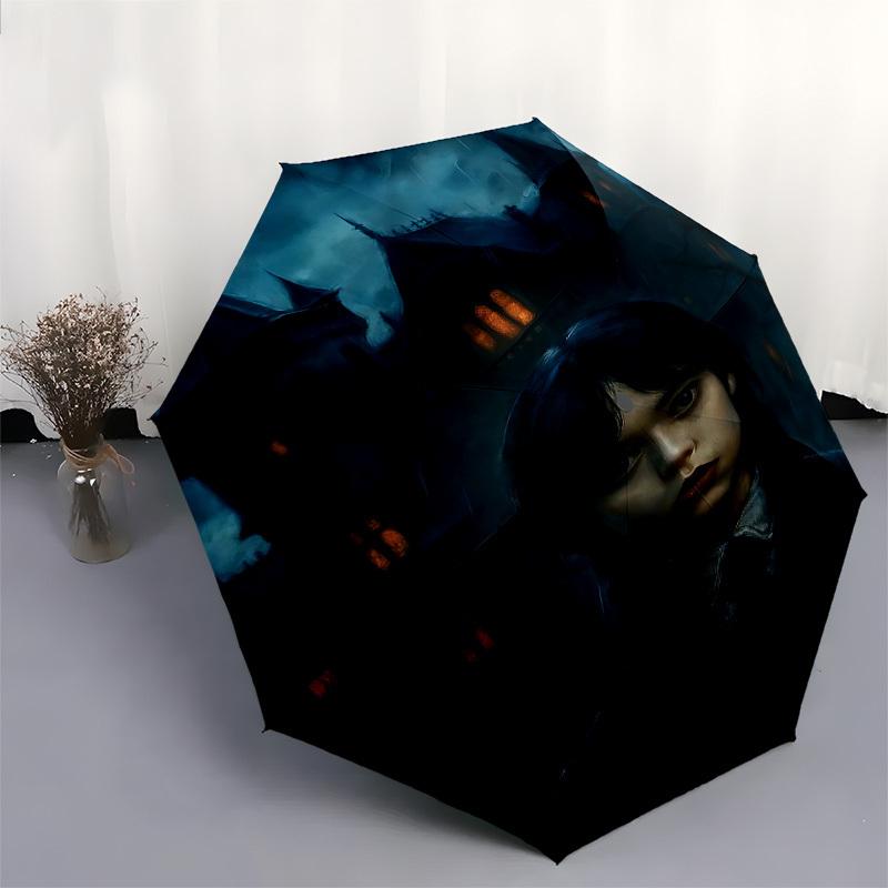 1pc haunted house spooky atmosphereOpen/Close Umbrella-Windproof, Compact Travel Umbrella, Sturdy 8-Rib Shaft, Outdoor Accessory1206