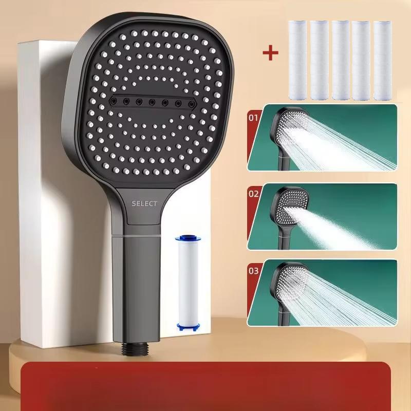 13cm Large Panel Shower Head Adjustable 3 Modes High Pressure Massage Shower Head Filter Element Bathroom Accessories Tools
