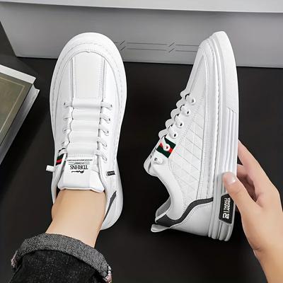 Fashion Men's Shoes 2025 Off White Shoes Sneakers New Men's Soft Leather Casual Board Shoes Soft Sole Fashion Lightweight Elastic Couple