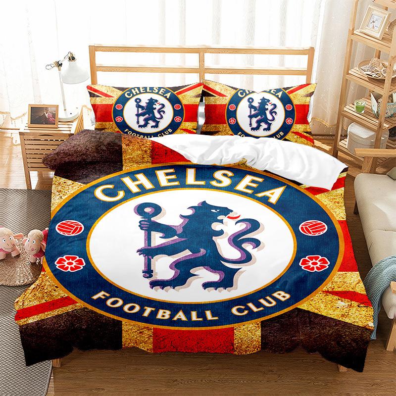 Alphanumeric Logo Digital Printing Quilt Cover Pillowcase Bed Three-Piece Set