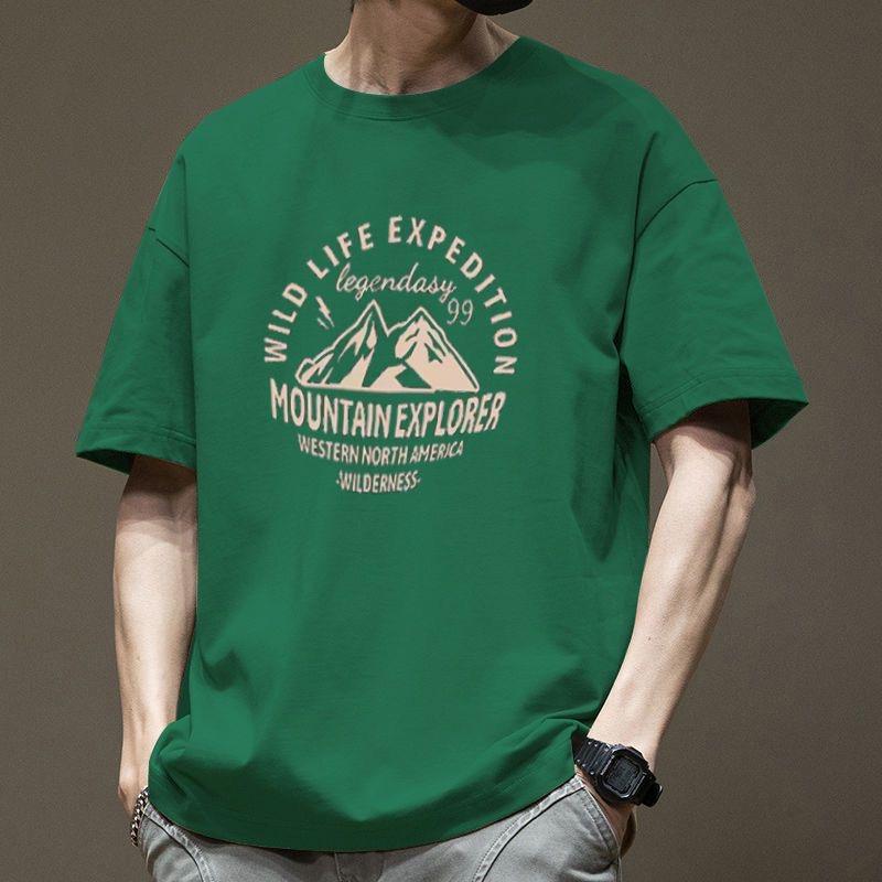 

Мужская футболка oversize American Retro Cotton 2024 года — свободная, модная, с коротким рукавом, летняя базовая модель XXL