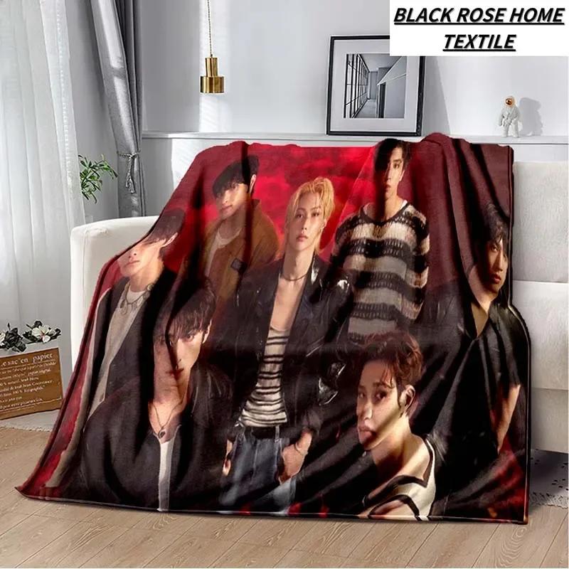 Manta con estampado de Arte de moda KPOP stray-kids Idol, sof de sala de estar, manta de felpa suave para dormir, Sbana de