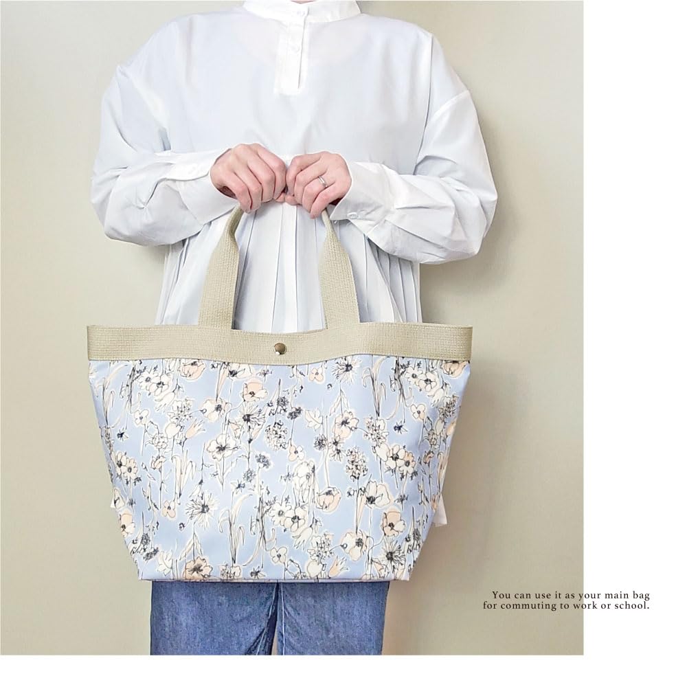 Large Tote Perfect for and Lightweight and with a Stylish and Cute LC Floral Made in Sugar Flower Blue [Cyalel Yahata] Women's Bag, Commuting, School,