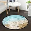 Round Area Rug for Bedroom Washable Starfish Ocean Wave Circle Rug Mat Non Slip Carpet with Summer Beach Floor Mat Home Decor