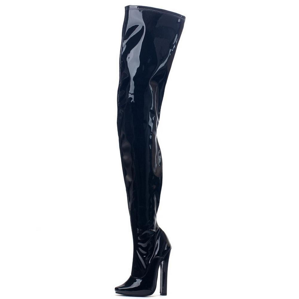 

Модные женские ботфорты 15-17 см, фетиш-ботфорты до паха, острый носок, полная боковая молния, ботфорты выше колена, мужские туфли для танца на пилоне, цвета на заказ 46