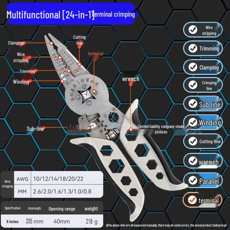 

Ключовий Бренд 26-в-1 Багатофункціональний Електрик Інструмент для Зачистки Дротів та Обтискання