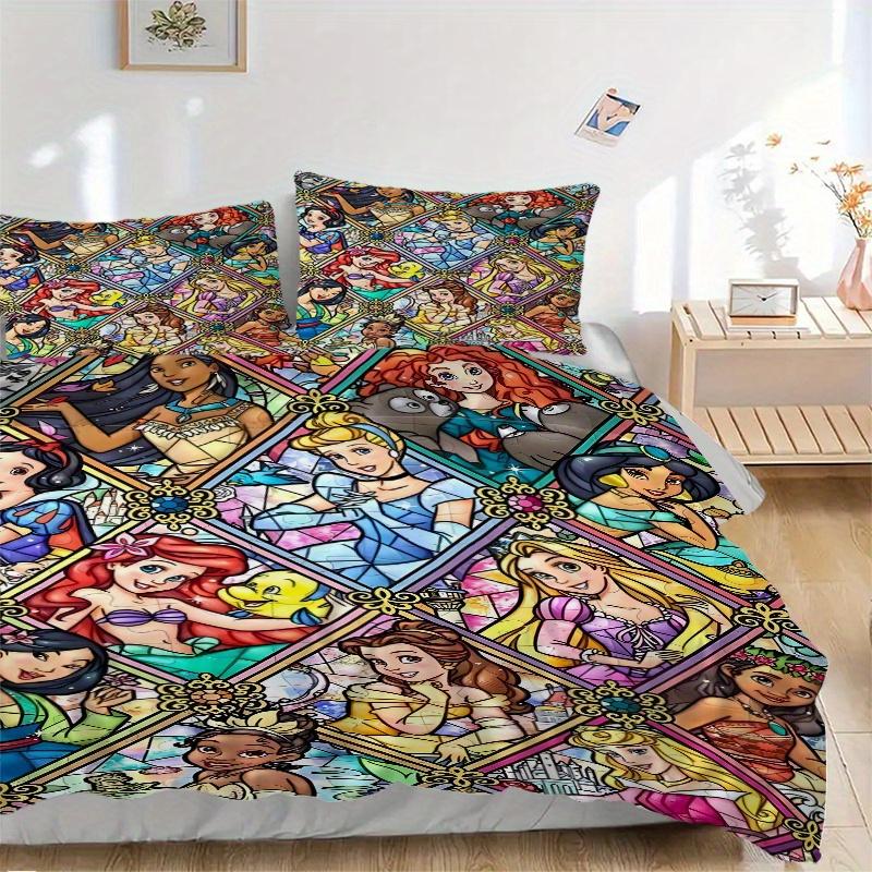 

3pcs Colorful Disney Princesses Design Bedding Set - Includes 1 Quilt Cover and 2 Pillowcases, Comfortable Bedding with Stylish Design for Bedroo 135x200cm