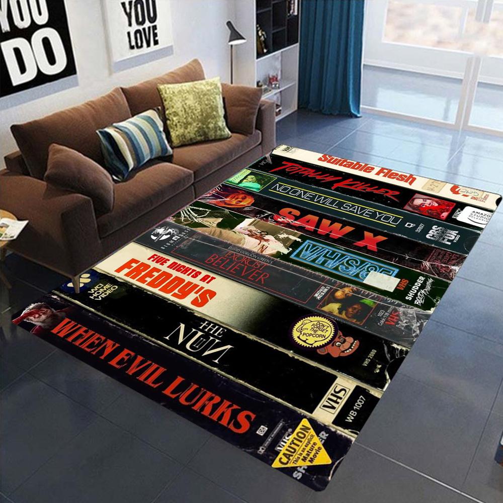 Creative Retro Horror VHS Area Rugs Anti-slip Carpets for Living Room Sofa Decor Man's Bedroom Popular Rug Sofa Floor Mat Room