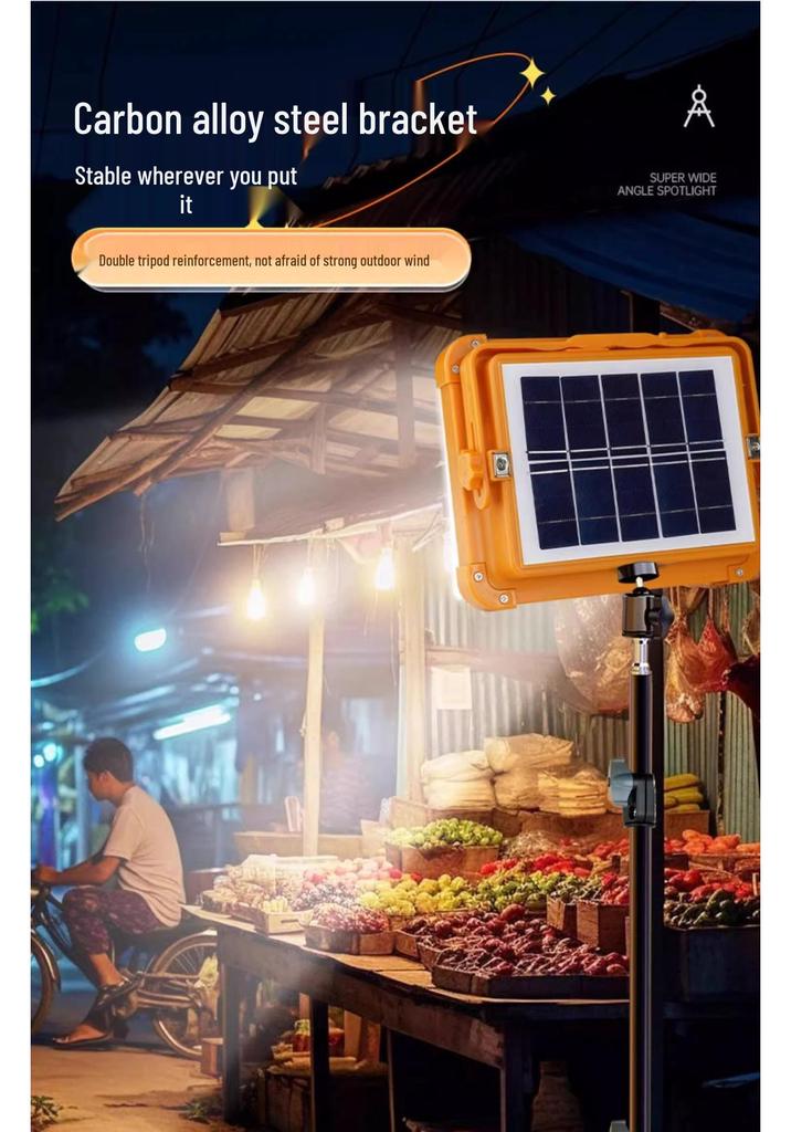 Solar-Powered LED Flashlight for Camping, Night Markets, and Outages