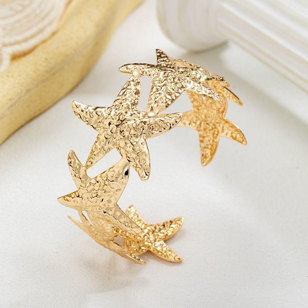 1 PCS Adjustable Metal Starfish Bangle Exaggerated Design Geometric Bracelet New Cuff Bracelet