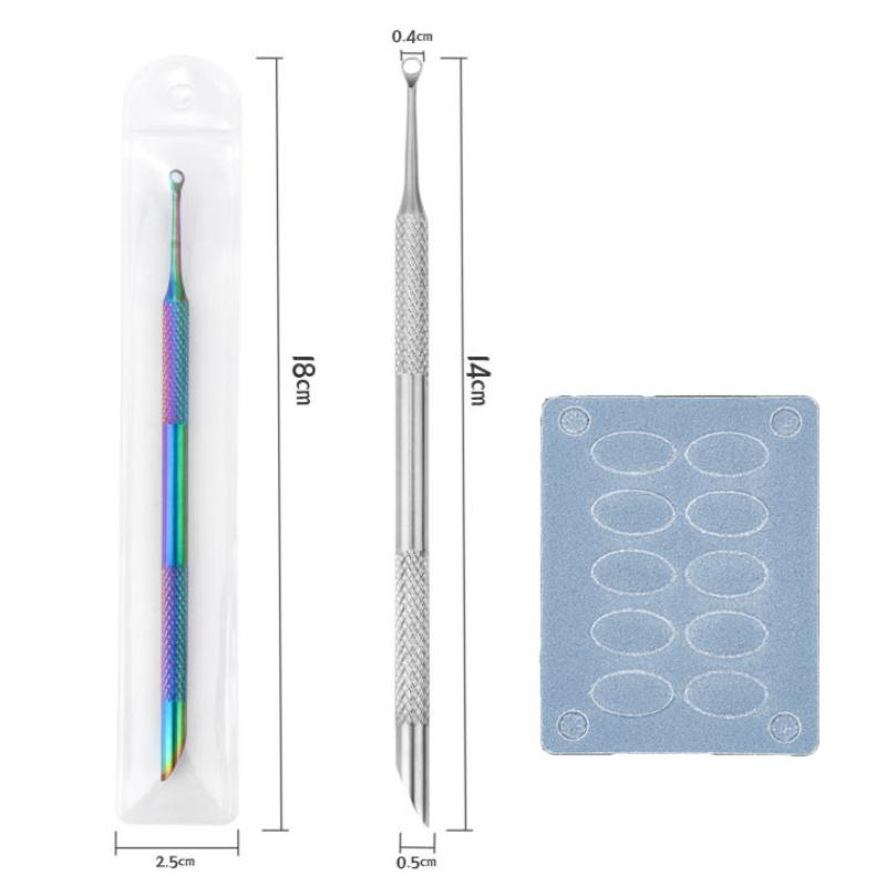 Double-Ended Nail Beveled Head Cuticle Pusher Remover Stainless Steel Cuticle Remover Manicure Sticks Nail Grinding File