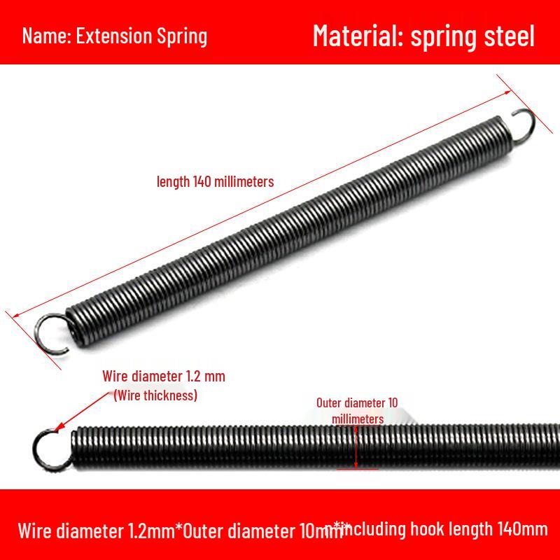 1.2mm Wire Extension Spring with Hook - Soft Tensile Force Spring Accessory