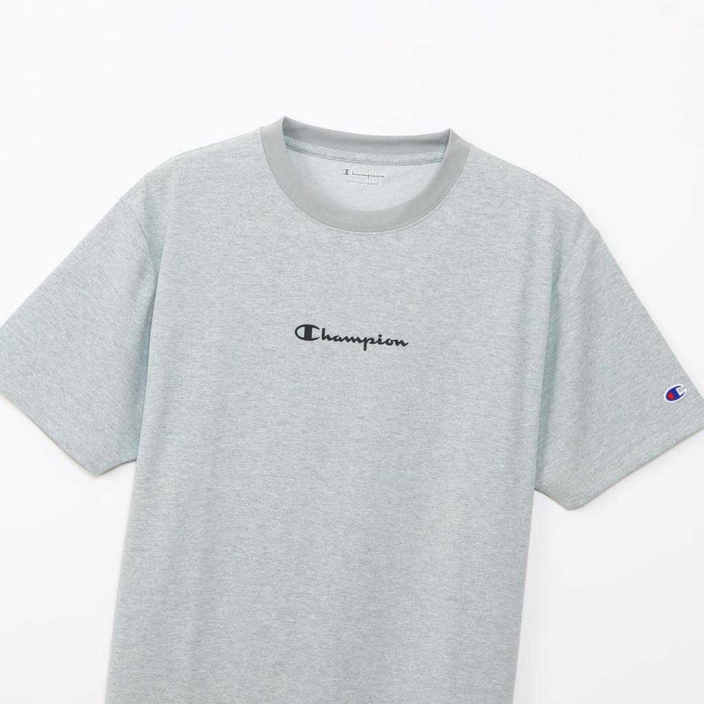 Champion Short Sleeve Crew Quick UV Water Script Logo SHORT SLEEVE Oxford Gray T-Shirt, Neck, Drying, Protection, Repellent, Print, T-SHIRT C3-BS320,