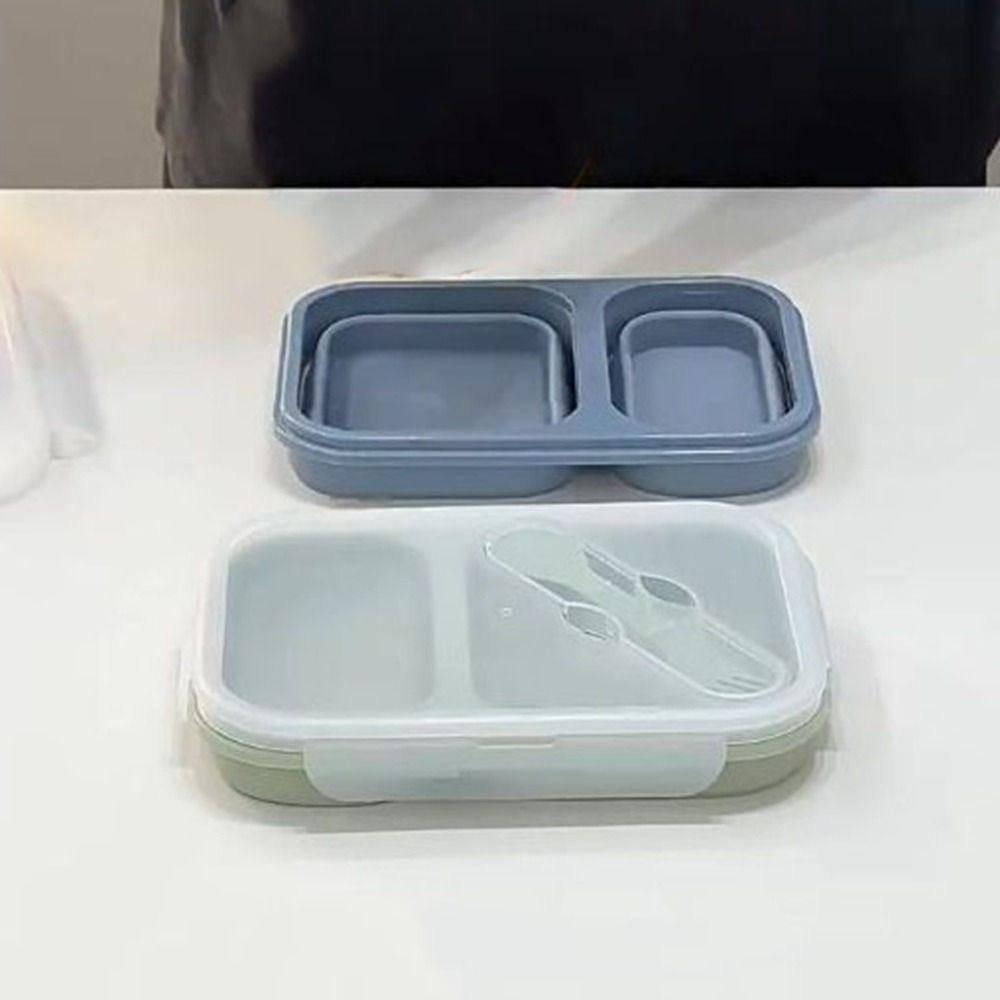 Rectangle Silicone Lunch Box Large Capacity High-temperature Resistant Food Storage Container with Lid Airtight