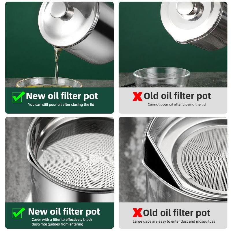 Nerezový hrnec na cezení oleje Nádoba Džbán Úložná plechovka S filtrem Hrnec na vaření oleje Pro kuchyňské domácí nářadí