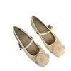 New Chinese flower gentle wind shallow mouth single shoes women's 2025 new square head French one-word buckle flat Mary Jane shoes