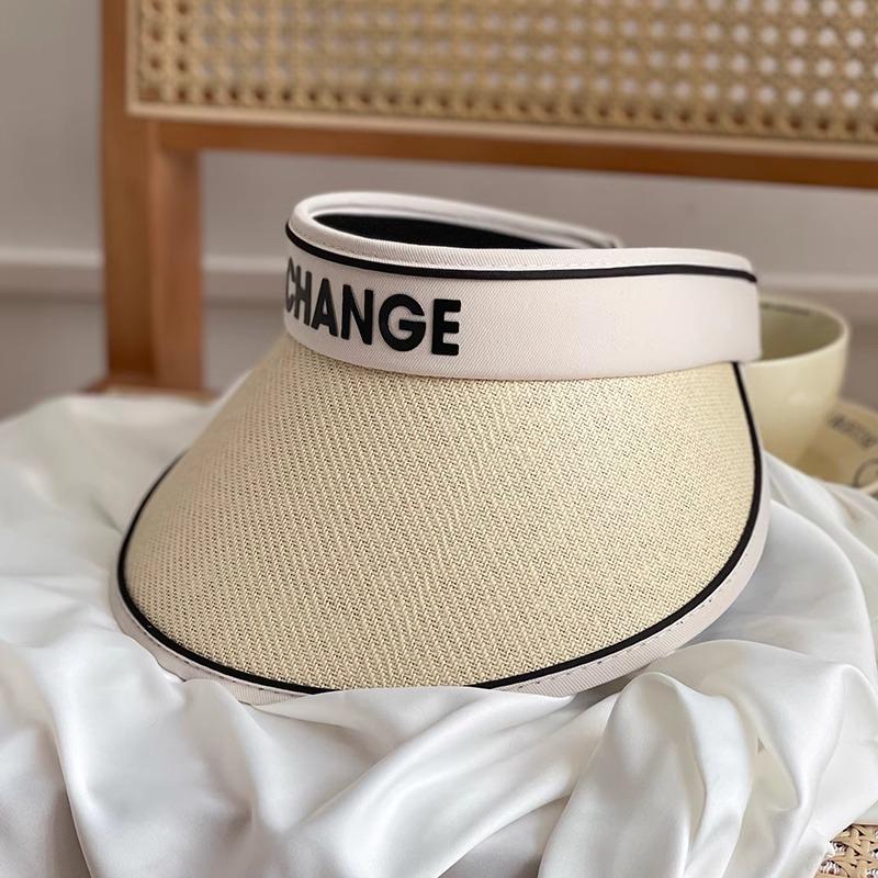 Straw empty top hat women's summer fashion versatile leisure style enlarged widened brim sun hat vacation outdoor sun protection hat