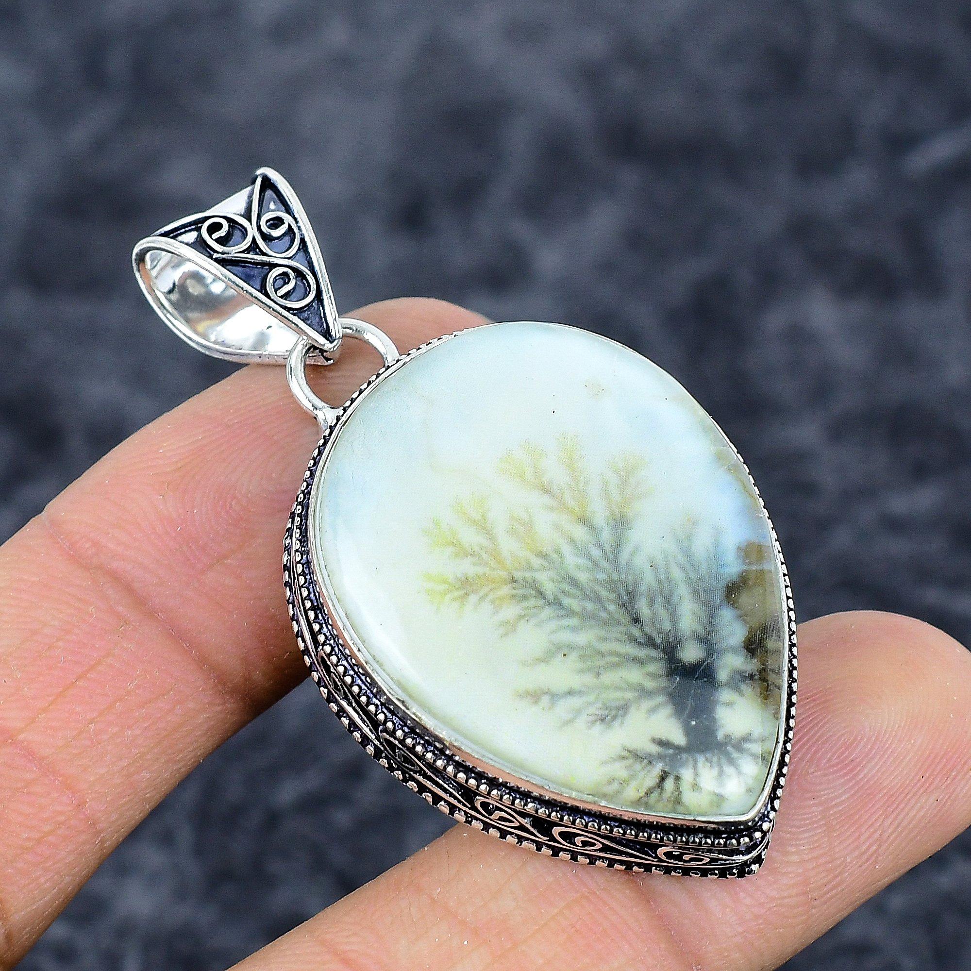 

Dendrite Opal Gemstone Handmade 925 Sterling Silver Jewelry Pendant 2.17 M-3283