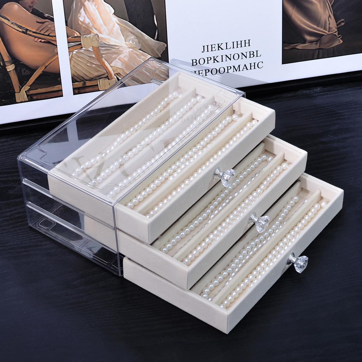 

5-слойная прозрачная ПЭТ-шкатулка с бархатной подкладкой для браслетов, колец, сережек и ожерелий