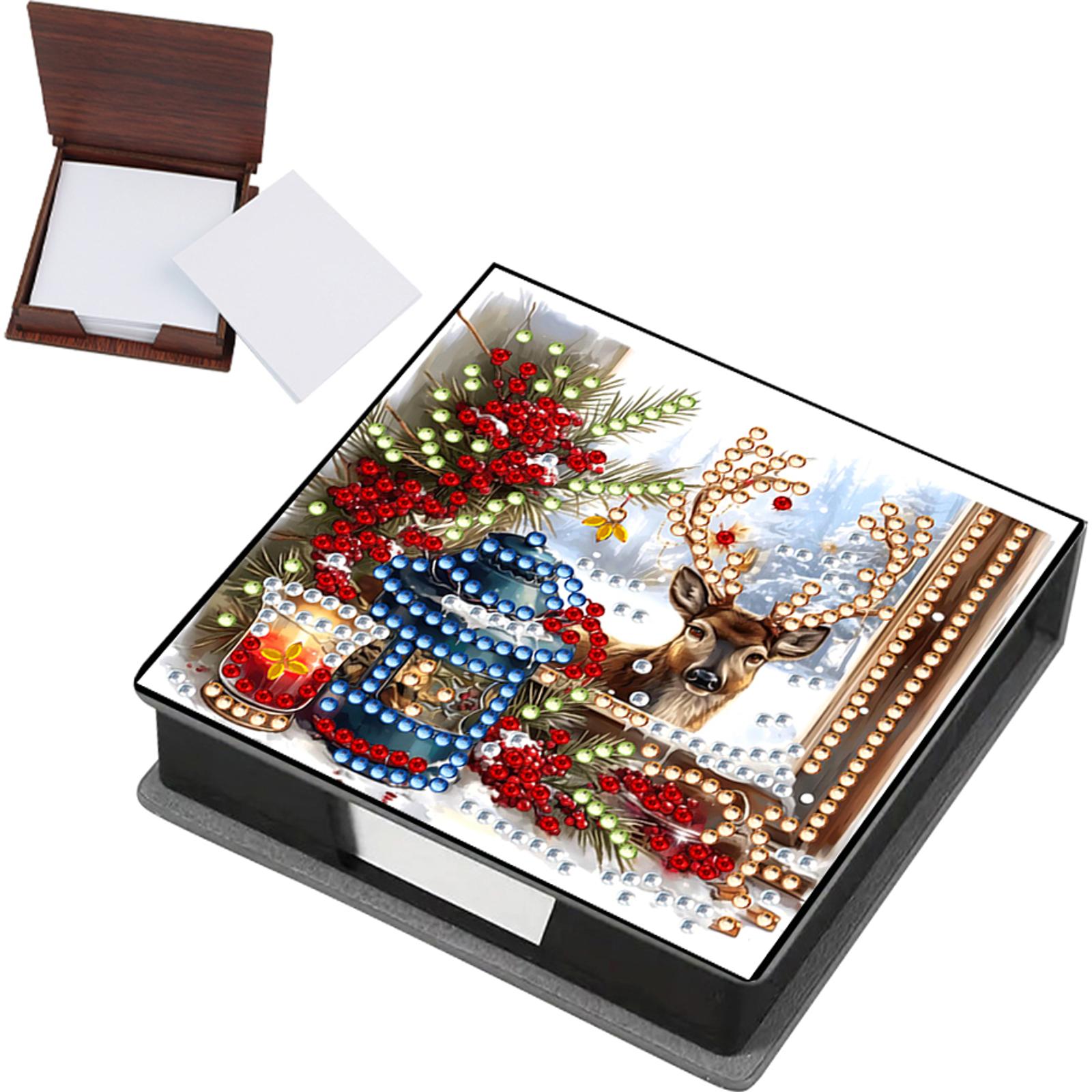 

5D DIY PU Diamond Painting Notecard Box with 160 Sheets Paper Self Adhesive Crystal Note Box Mosaic Kit for Home Office